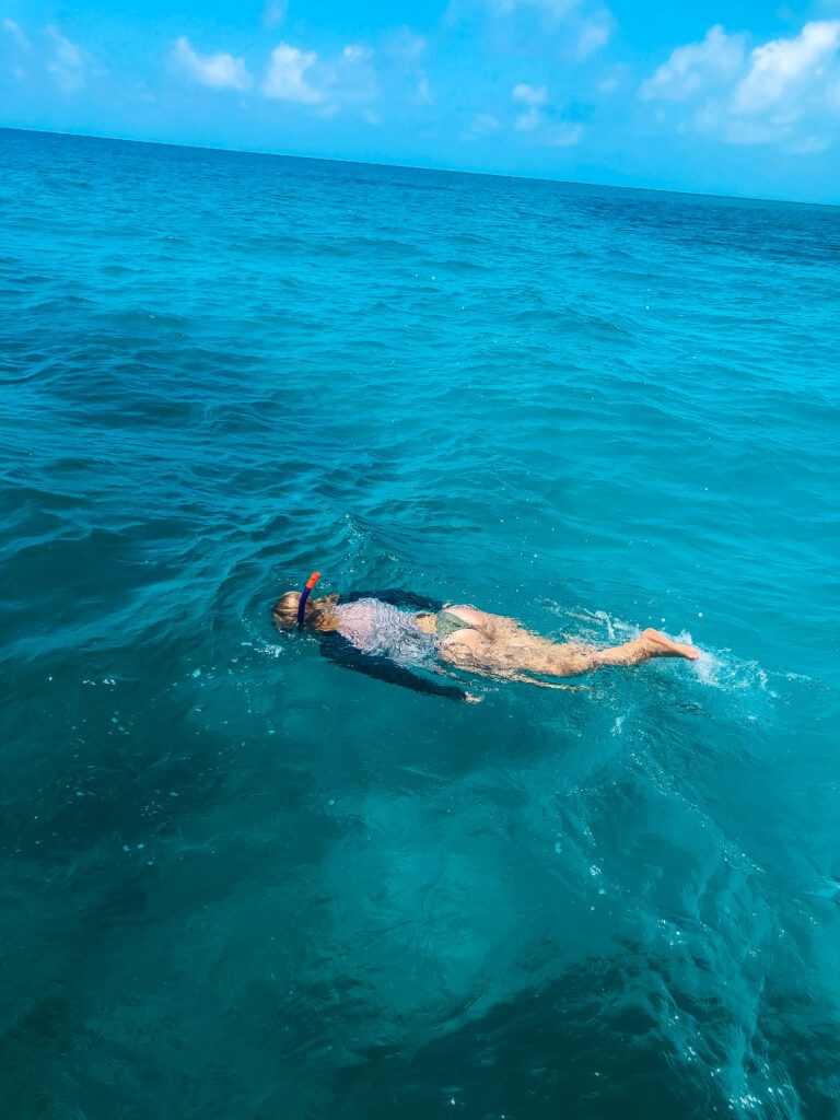 girl snorkelling on the great barrier reef 