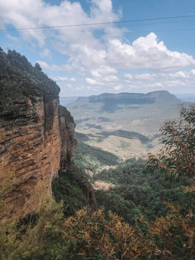 Blue mountains on road trip